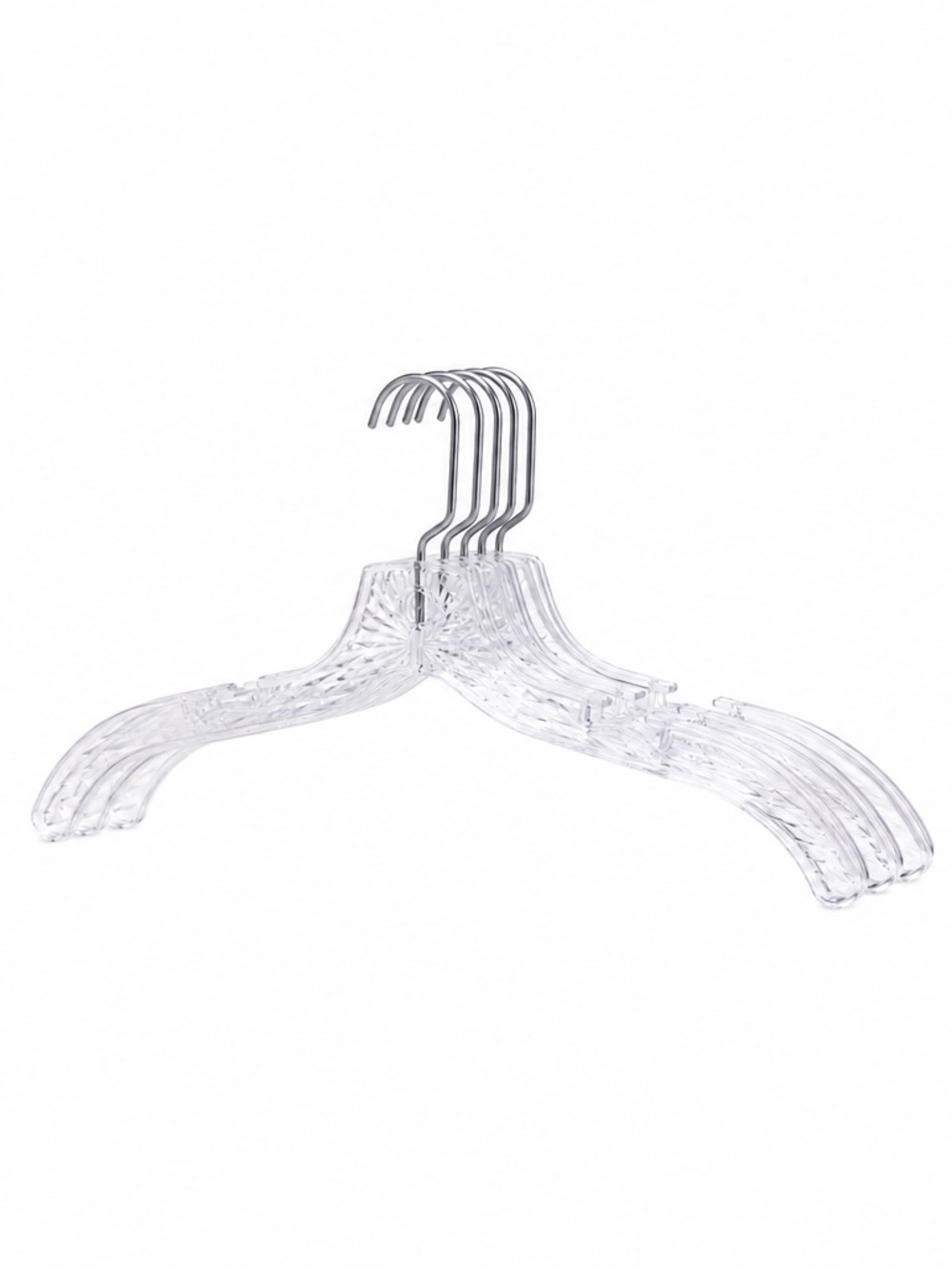Set of 5 Clear Acrylic Clothing Hangers Like New
